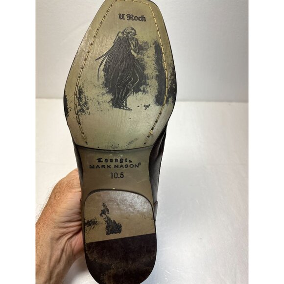 Mark Nason Brown Leather Slip-On Mens Dress Shoes‎ Size 10.5 With Western Design - Picture 6 of 14